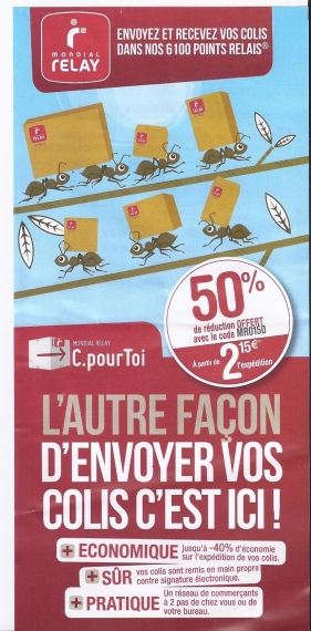 -50% pour un envoi via Mondial Relay : Code promo